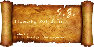 Ilovszky Zoltán névjegykártya